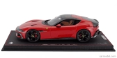 Bbr-models Ferrari 12cilindri V12 830cv Panoramic Roof 2024 - Glossy Black Rims - Con Vetrina - With Showcase 1:18 Rosso Corsa - Červená