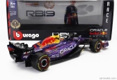 ROZBALENO - Bburago Red bull F1  Rb19 Team Oracle Red Bull Racing N 1 World Champion Winner Las Vegas Usa Gp 2023 Max Verstappen 1:18 Fialová Žlutá Červená