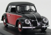 Rio-models Volkswagen Beetle Cabriolet Uzavretý Karmann 1949 1:43 Červená čierna