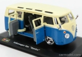 Bburago Volkswagen T1 Samba Minibus Custom 1967 1:32 Krémově Modrá
