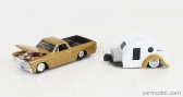 Maisto Chevrolet El Camino Pick-up With Trailer Roulotte 1967 1:64 zlato-biela