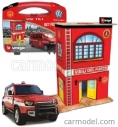 Bburago Accessories Diorama – Set Build Your City Fire Station – Caserma Vigili Del Fuoco – With Volkswagen T6 Minibus 1:43 červená biela