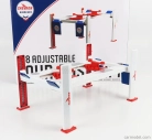 Greenlight Accessories Garážová súprava Chevron Officina - Ponte Sollevatore Auto - Four Post Lift 1:18 Biela červená modrá