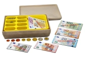 Pokladňa Wissner s eurobankovkami a mincami