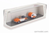 Schuco Volkswagen Beetle Cabriolet With Caravan Trailer 1960 1:87 Oranžová Bílá