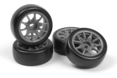 Sada driftových kol vč. pneumatik TSMK5-10 22x11 mm (šedá/4 ks)