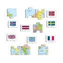 Larsen Vzdelávacie puzzle Mapa Európy a vlajky 70 dielikov