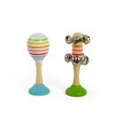 Bigjigs Toys Súprava loptičiek Rumba modrá a zvončeky zelená