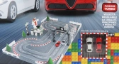 Re-el toys Alfa romeo Pista Componibile - With 2x Giulia Quadrifoglio Slot Cars - Lego Compatibile 1:87 /