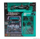 Bburago Mercedes gp F1  W14 Eq Performance Diorama Garage Pit-stop Team Amg Petronas Motorsport N 63 Season 2023 George Russell With Crew Figure And Accessories 1:43 Černá Stříbrná Zelená