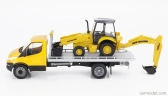 Newray Iveco fiat Daily Roll-off Pianale 2023 With New Holland B110c Ruspa Gommata - Scraper Tractor 1:36 Žlutá Černá