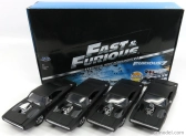 Jada Dodge Set 4x Dom's Dodge Charger R/t 1970 - Fast & Furious 7 1:24 Matt Black