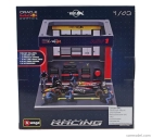 Bburago Red bull F1  Rb19 Diorama Garage Pit-stop Team Oracle Red Bull Racing N 1 World Champion Season 2023 Max Verstappen With Crew Figure And Accessories 1:43 Modrá Žlutá Červená
