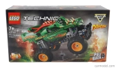 Lego Truck Lego Technic - 2 v 1 - Monster Jam Dragon Pull Back - 217 dielikov - zelená
