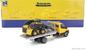 Newray Iveco fiat Daily Roll-off Pianale 2023 With Accessories + New Holland L228 Ruspa Gommata - Skid Steer Scraper Tractor 1:36 Žlutá Černá