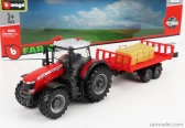 Bburago Massey ferguson 8740s Tractor With Trailer 2016 1:50 Red
