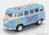Kinsmart Volkswagen T1 Samba Minibus Flower 1962 - bez krabice 1:64 Svetlomodrá