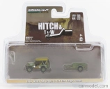 Greenlight Jeep Willys Mb s 1/4 tonovým nákladným prívesom 1943 1:64 vojenská zelená