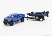 Maisto Ford USA F-150 Svt Raptor Pick-up With Bass Boat And Trailer 2021 1:64 modrá čierna