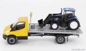 Newray Iveco fiat Daily Roll-off Pianale 2023 With New Holland T6.175 Tractor 1:36 Žlutá Modrá Černá