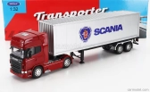 Welly Scania R730 V8 Truck Cassonato 2015 1:32 Červená strieborná