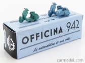 Officina-942 Piaggio Set 2x Vespa 98 + Vespa 98 Sidecar 1946 1:76 zelená svetlo modrá
