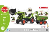 FALK – Šliapací traktor Claas Backhoe s nakladačom, rýpadlom a maxi vlečkou