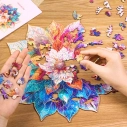 RoboTime Dřevěné puzzle Květinová mandala