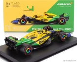 Bburago Mclaren F1  Mcl38 Team Mclaren N 4 4th Monaco Gp (senna 30th Anniversary) 2024 Lando Norris - With Pilot And Showcase 1:43 Žlutá Zelená Černá