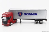 Welly Scania R730 V8 Truck Cassonato 2015 1:32 Červená strieborná