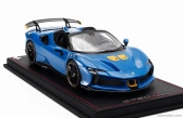 Mr-models Ferrari Sf90 Xx Stradale Spider 2024 - Con Vetrina - With Showcase 1:18 Azzurro Dino - Světle Modrá Černá Žlutá