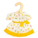 Bigjigs Toys Vzorované šaty so žltým lemom pre bábiku 28 cm