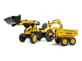 FALK – Šliapací traktor Komatsu s bagrom a maxi vlečkou