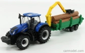 Bburago New holland T7.315 Tractor + Tree Forwarder And Wood 1:50 Modrozelené Dřevo