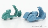Officina-942 Piaggio Set 2x Vespa 98 + Vespa 98 Sidecar 1946 1:76 zelená svetlo modrá