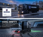 RC licencovaná Scania 730 S s návesom, GYRO, driftovacia, proporcionálny pohon 4x4, 1:64 RTR, čierna