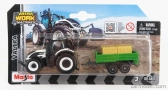 Maisto Valtra Q305 Tractor With Trailer 2018 1:64 bielo-zelená