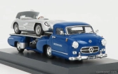 Schuco Mercedes benz Racing Car Transporter Truck Rennwagen 1955 With 300 Slr Spider 1:43 Modrá Stříbrná