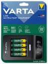 VARTA LCD Ultra Fast 15min charger + 4x AA 2400 mAh + adaptér 12 V