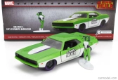 Jada Plymouth Barracuda With She-hulk Figures 1973 1:32 Zelená Bílá