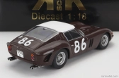 Kk-scale Ferrari 250 Gto Coupe N 86 4th Targa Florio 1962 P.ferraro - G.scarlatti 1:18 Hnědá Bílá