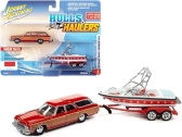 Johnny lightning Chevrolet Caprice 1973 With Trailer And Motorboat 1:64 Červená | RCprofi.cz