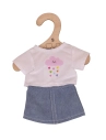 Bigjigs Toys Biele tričko s džínsovou sukňou pre bábiku 28cm