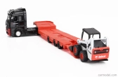Bburago Mercedes benz Actros 2 Gigaspace Truck Pianale Trasporto Bobcat Ruspa Gommata Front Loader Scraper 2016 1:43 Černá Oranžová
