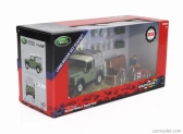 Britský Land rover Land Defender 90 Pick-up uzavretý so zvieratami a figúrkami 1984 1:32 zelená strieborná
