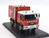 Alerte MAN Le 14.220 Truck Double Cabine Bemaex Grimp Sdis 77 Sapeurs Pompiers Groupe Reconnaissance Intervention Milieu Perilleux 2004 1:43 červená biela žltá