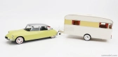 Norev Citroen Ds19 s Roulotte 1960 1:18 žltá biela