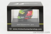 Mini prilba Schuberth prilba F2 Prilba Dallara Team Prema Racing N 9 Sezóna Mick Schumacher 2019 1:4 Žltá Zelená Červená Čierna