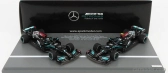Spark-model Mercedes gp Set F1  2x W12 Mercedes M12 Eq Power+ Team Amg Petronas Motorsport Formula One N 44  + N 77 Abu Dhabi Gp 2021 Lewis Hamilton - Valtteri Bottas - 8 Times World Champion Constructeur 1:43 Černá Zelená