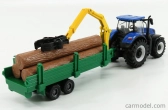 Bburago New holland T7.315 Tractor + Tree Forwarder And Wood 1:50 Modrozelené Dřevo